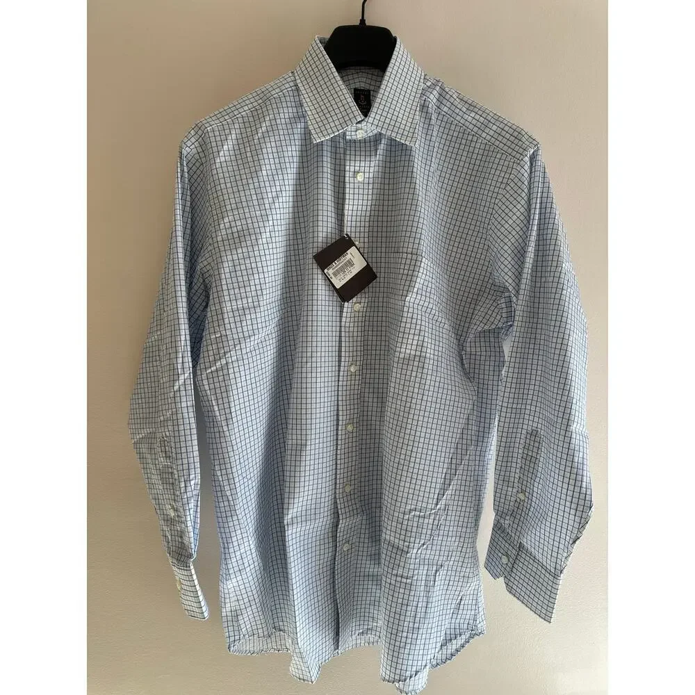 NWT Robert Talbott/Maus Hoffman Light Blue Grid Check Button-down 100% Cotton 17